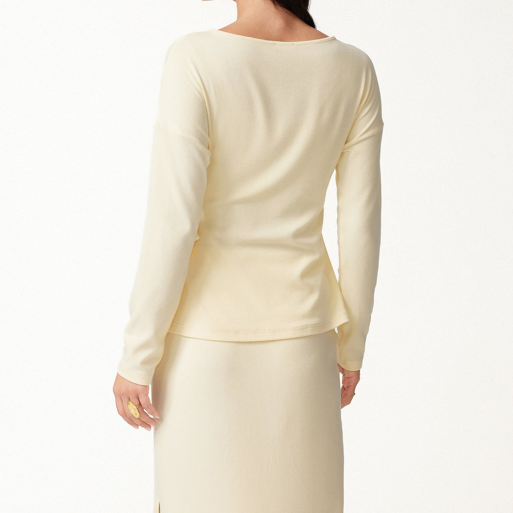 Beige Straight Cut Midi Skirt Two Piece Set